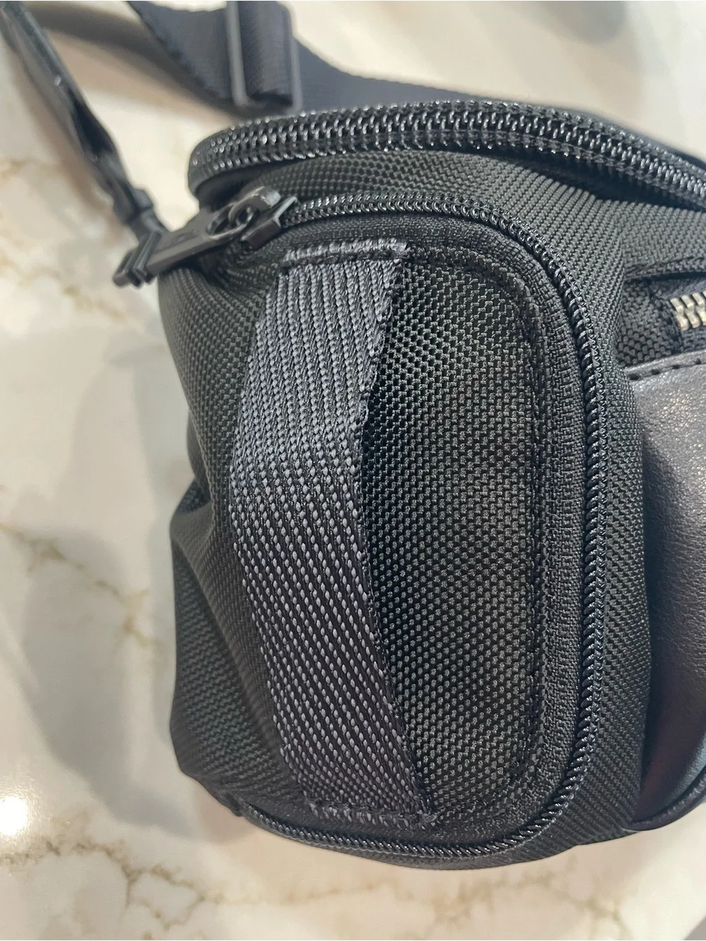 Tumi Black Leather-Front Men's Belt Bag